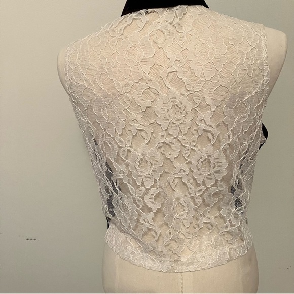 VTG Women’s Black Velvet Lace Vest Buttons Sz. L Romantic Victorian Whimsygoth - Picture 4 of 8